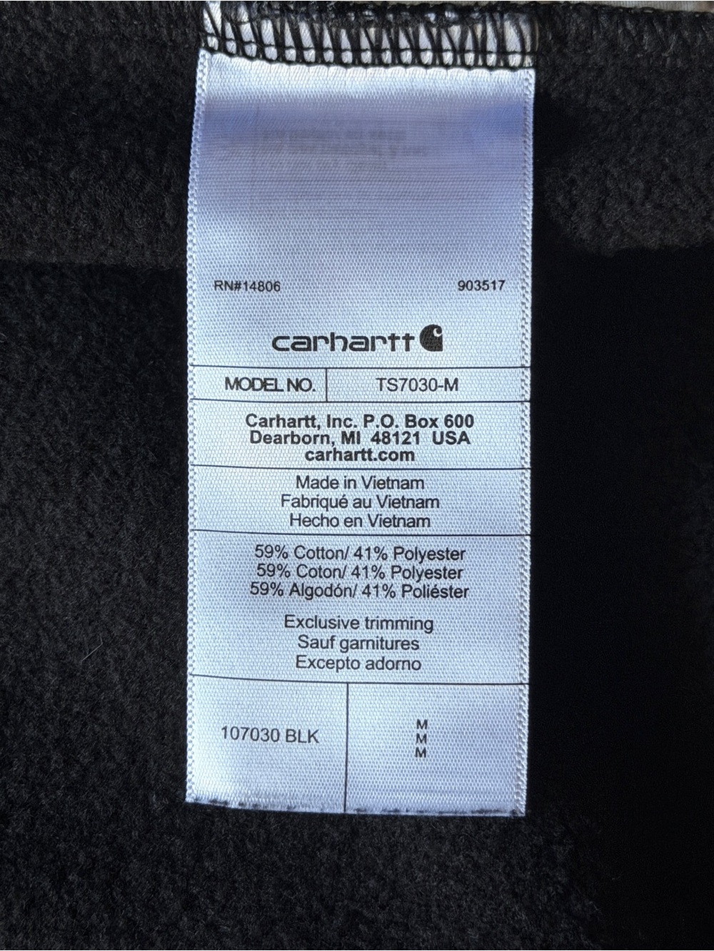 Carhartt Rain Defender 107030 Men’s Medium Black Loose Fit Logo Hoodie - Picture 14 of 14